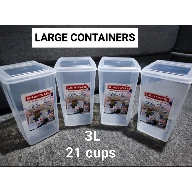 (SET OF 3) SUNNYWARE LARGE KLIPTOP FOOD STORAGE CONTAINER 